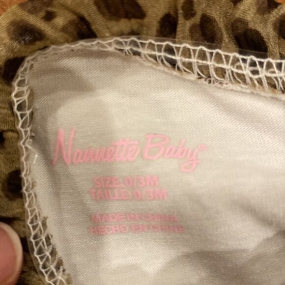 Nanette Baby Fancy Dress Off White Layered Ruffle Rose Bud Leopard Accent O-3 M - Picture 5 of 14